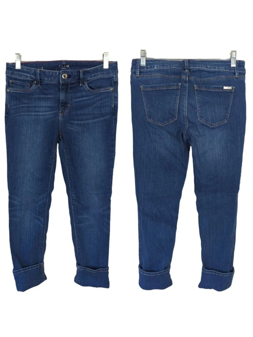 White House Black Market Womens Jeans 2 Slim Crop Low Rise Blue Stretch Denim 27